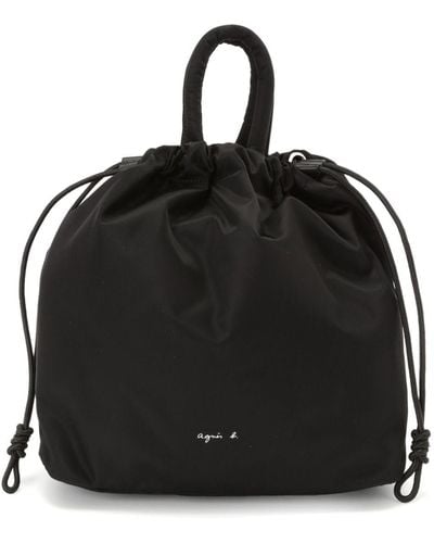 agnès b. Logo-print Drawstring Backpack - Black