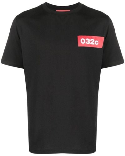 032c Camiseta con logo en el pecho - Negro