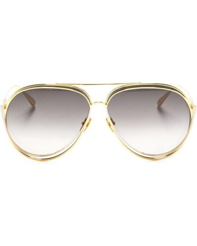Linda Farrow Francisco Pilot-frame Sunglasses - Metallic