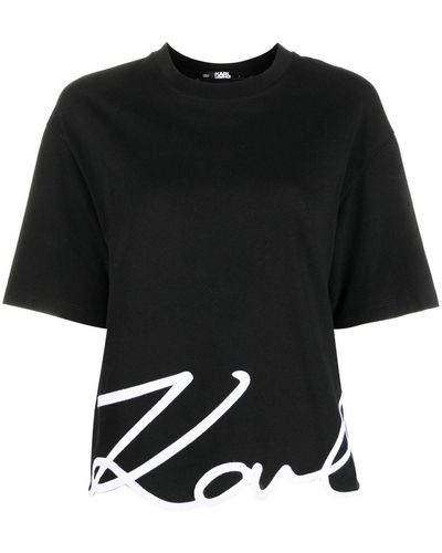 Karl Lagerfeld T-shirt Met Kenmerkende Afwerking - Zwart