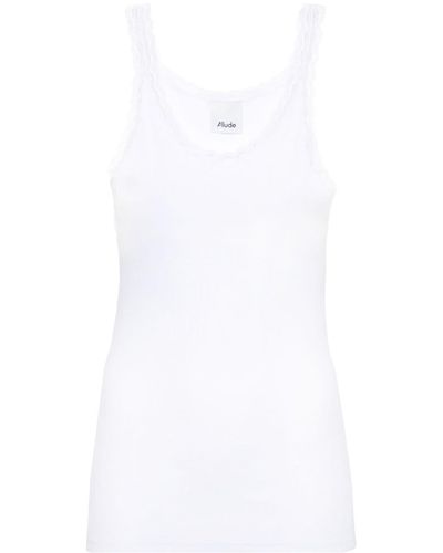 Allude Lace-trim Ribbed Tank Top - White