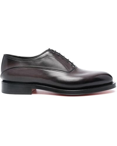 Santoni Patent-finish Leather Oxford Shoes - Brown