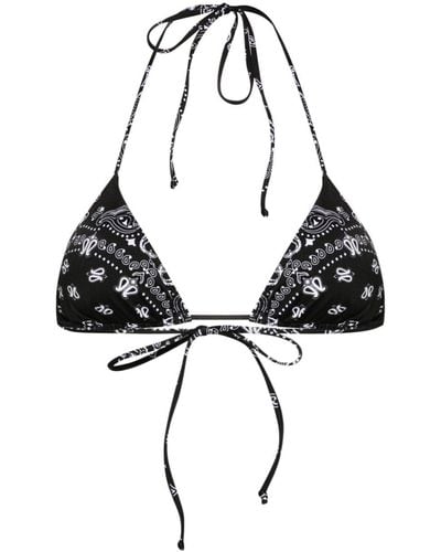 Mc2 Saint Barth Top de bikini Leah con estampado bandana - Negro