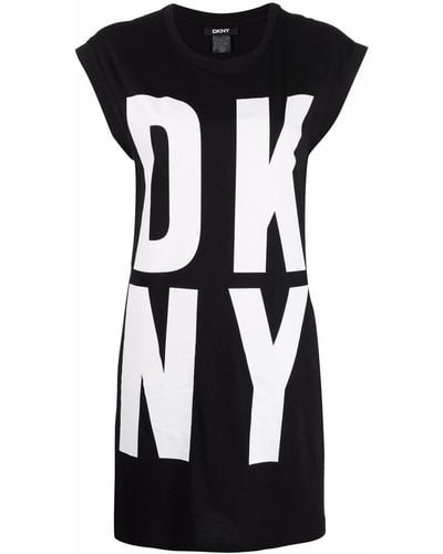 DKNY Top de tirantes con logo estampado - Negro