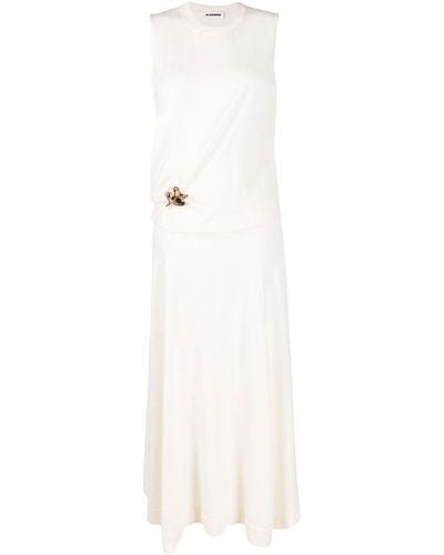 Jil Sander Appliqué-detail Wool Dress - White