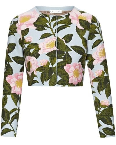 Oscar de la Renta Cardigan a fiori Camellia - Verde