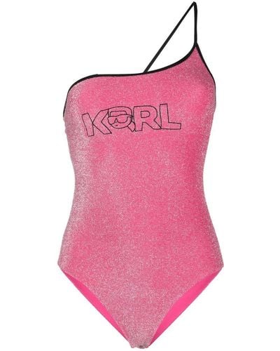 Karl Lagerfeld Ikonik 2.0 Lurex Swimsuit - Pink