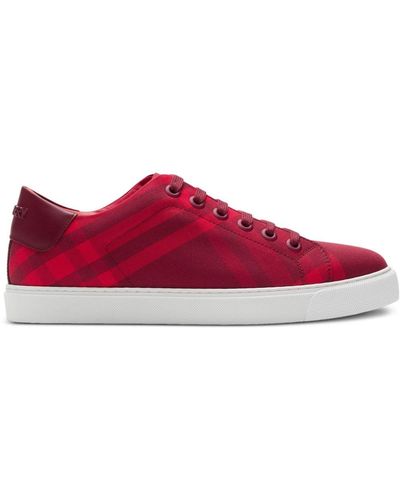 Burberry Geruite Sneakers - Rood