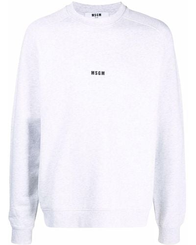 MSGM Logo-print Crew Neck Sweater - Grey