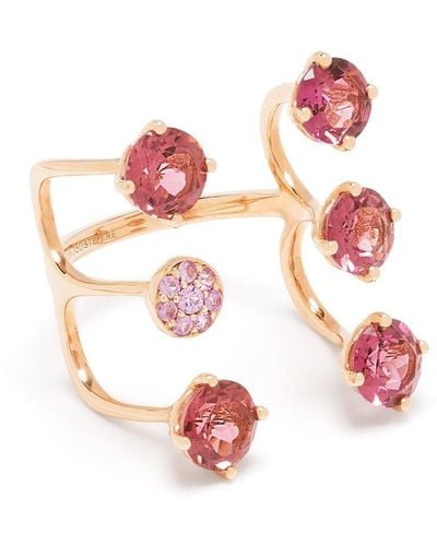 Stefere 18kt Rose Gold Sapphire Cage Ring - Pink