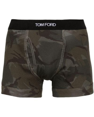 Tom Ford Patterned Stretch-Cotton Boxers - Black