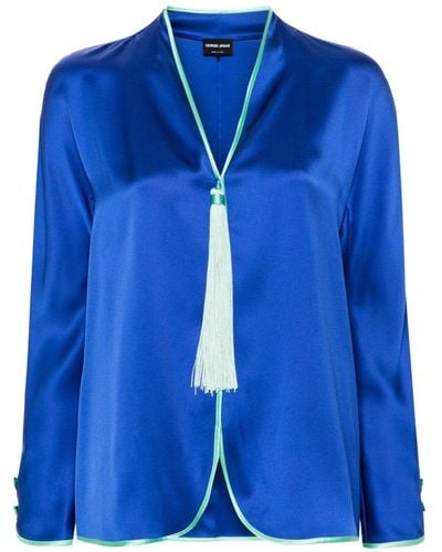 Giorgio Armani Tassel-embellished blouse - Blau
