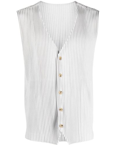 Homme Plissé Issey Miyake Fully-pleated Button-up Gilet - White