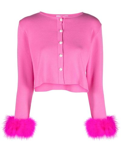 Sleeper Cropped-Cardigan mit Federn - Pink