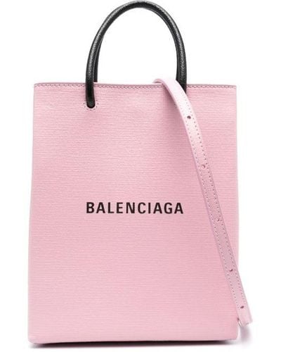 Balenciaga Sac à main Shopping à logo imprimé - Rose