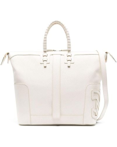 Casadei C-style Leather Tote Bag - White