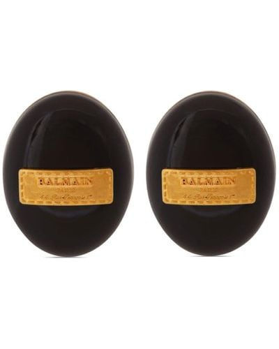 Balmain Signature Grid Earrings - Black