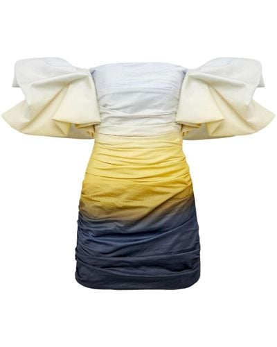 LEO LIN Off-shoulder Mini-jurk Met Ombré-effect - Wit