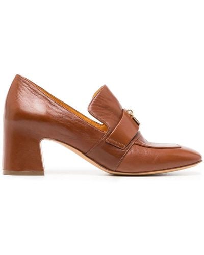 Madison Maison Lock 70mm Leather Court Shoes - Brown