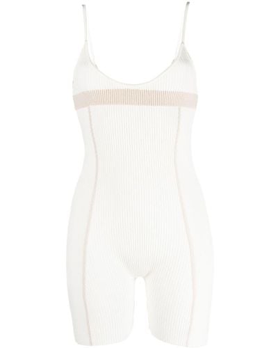 Jacquemus Le Body Ribbed-knit Playsuit - White