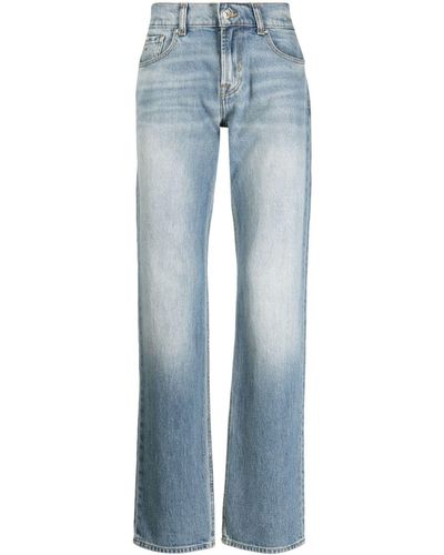 7 For All Mankind Mid-rise Straight-leg Jeans - Blue