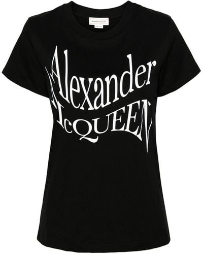 Alexander McQueen Katoenen T-shirt Met Logoprint - Zwart