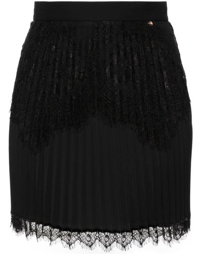 Nissa Lace-trim Pleated Miniskirt - Black