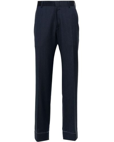 Brioni Pressed-crease Concealed-fastening Tailored Pants - Blue