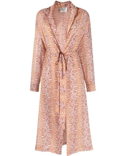 Forte Forte Belted Tiger-print Maxi Coat - Pink