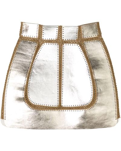 Cynthia Rowley Metallic-effect Paneled Miniskirt - Natural