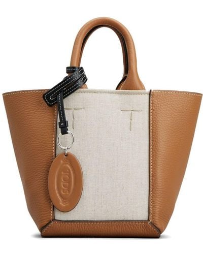 Tod's Panelled Leather Tote Bag - Brown