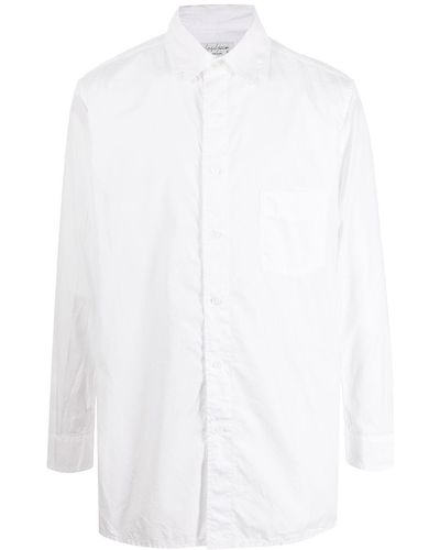 Yohji Yamamoto Crease-effect Oversize Long-sleeve Shirt - White