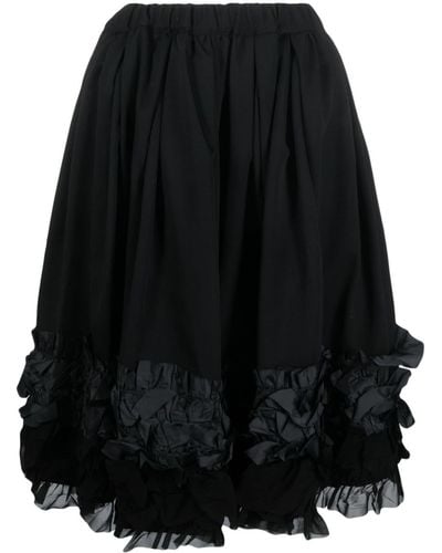Comme des Garçons Floral-appliqué Layered Tulle Full Skirt - Black