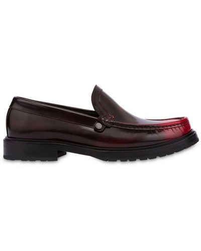 Moschino Faded-effect Leather Loafers - Brown