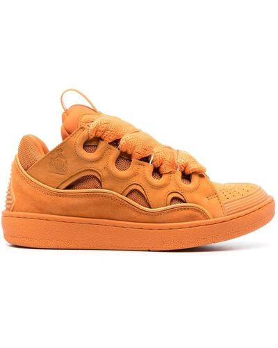 Lanvin Leather Curb Sneakers - Orange