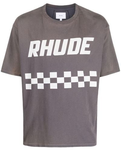 Rhude T-Shirt mit "Off Road"-Print - Grau