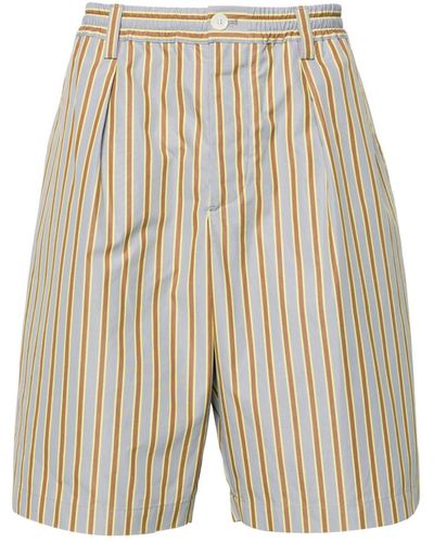 Marni Striped Mid-rise Bermuda Shorts - Natural
