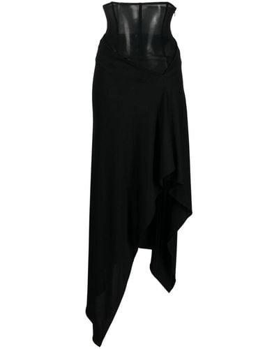 ALESSANDRO VIGILANTE Corset-style Asymmetric Midi Skirt - Black