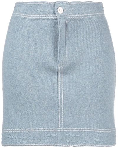 Barrie Contrast-stitch Mini Skirt - Blue