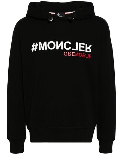 3 MONCLER GRENOBLE Hoodie mit Logo-Applikation - Schwarz