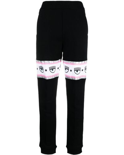 Chiara Ferragni Logo-tape Cotton Track Trousers - Black