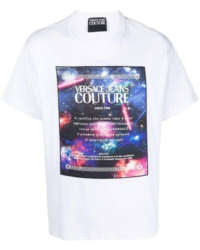 Versace Jeans Couture T-shirt girocollo con logo - Bianco