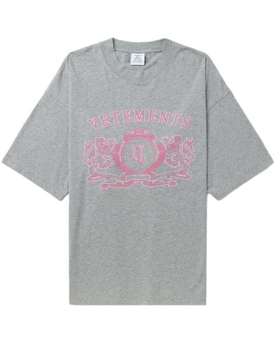 Vetements Logo-appliqué Cotton T-shirt - Gray