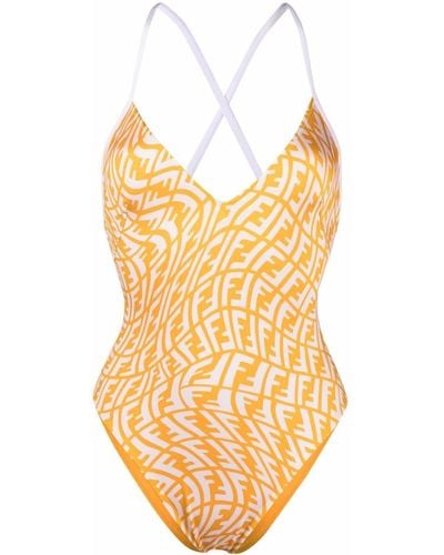 Fendi Ff Vertigo One-piece Swimsuit - Yellow