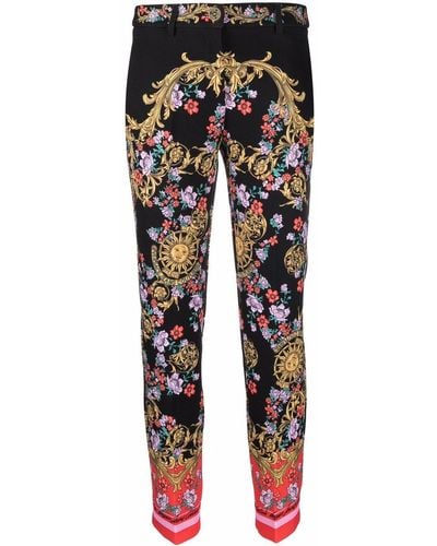 Versace Jeans Couture Broek Met Barokprint - Zwart