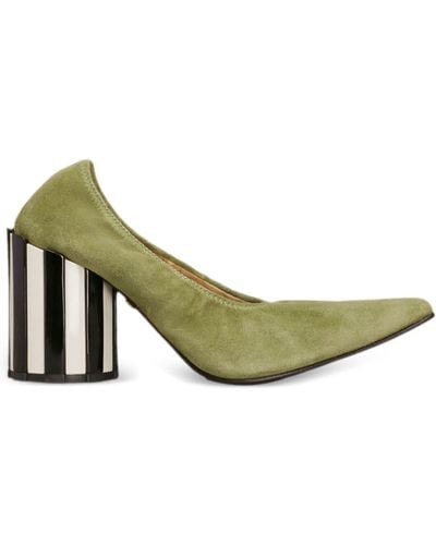 Ami Paris Round Heel Point-toe Court Shoes - Green