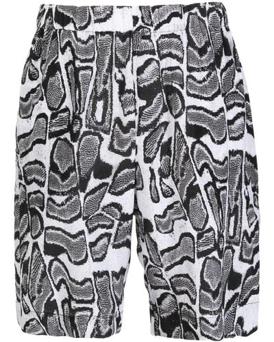 Edward Crutchley Abstract-pattern Silk Shorts - Grey