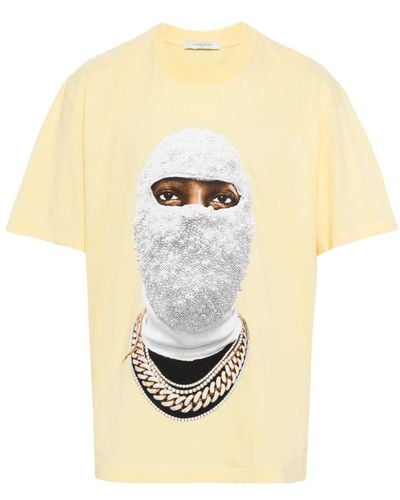 ih nom uh nit Future Mask-print Cotton T-shirt - Yellow