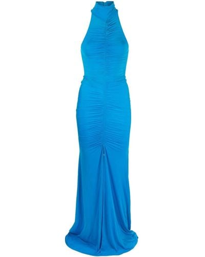 Alex Perry Lorne Halterneck Ruched Gown - Blue
