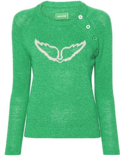 Zadig & Voltaire Regliss Wings-intarsia Sweater - Green